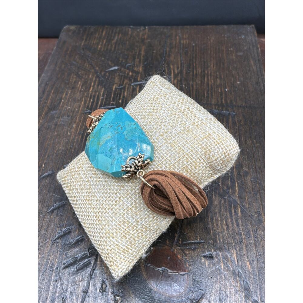 Barse Betwixt Bracelet- Turquoise- Leather-Bronze- NWT - Picture 3 of 8
